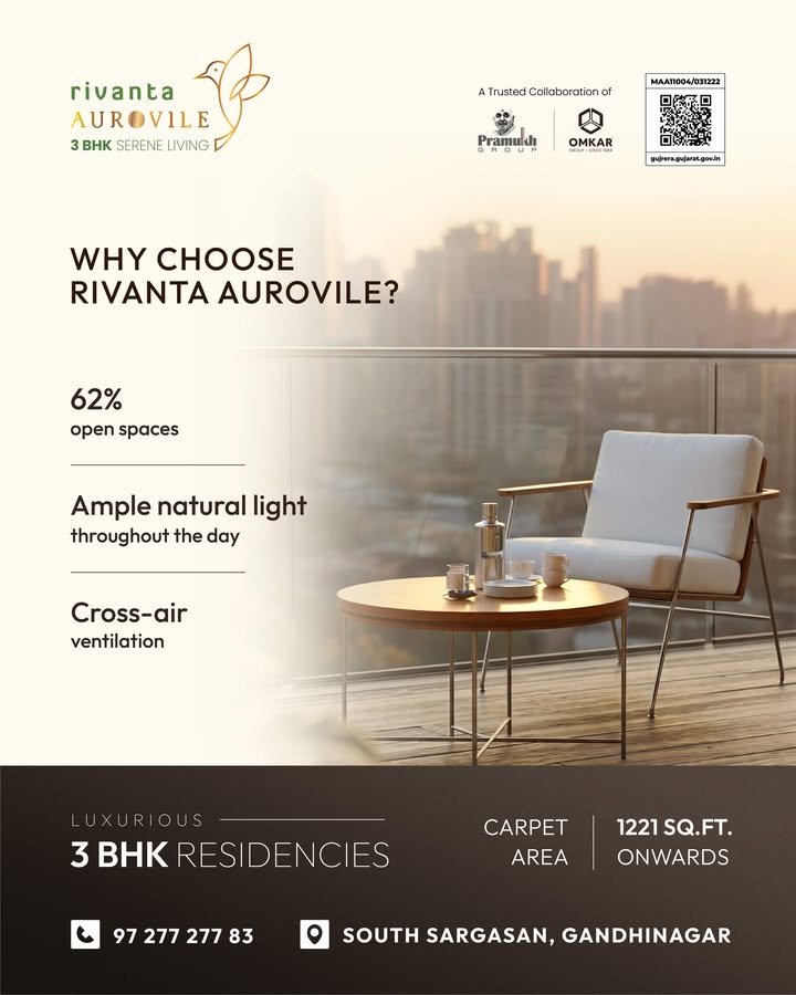 Rivanta,  rivantaaurovile, rivantabypramukhomkar, 3bhkapartments, auroville, gandhinagar
