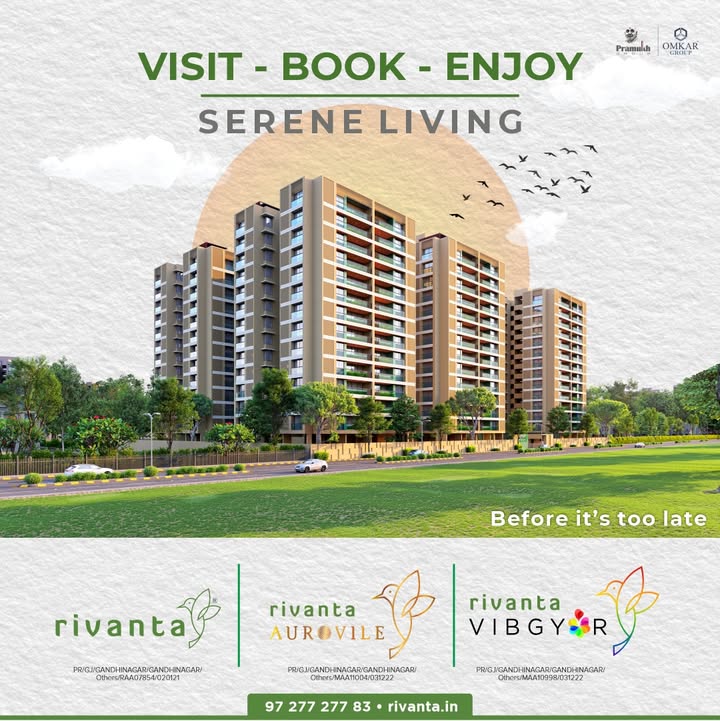 Rivanta,  RivantaLuxury, DreamHome, LuxuryHomes, Gandhinagar, pramukh, omkar, realestategandhinagar, gandhinagar, ahmedabad, mehsana, himmatnagar, investment, Gujarat, greencity, metro, giftcity, greenbuilding, realtor, realestate, 3BHK, 4BHK, rivantasereneliving, balconies, spacioushomes, premiumliving, bestlocation, greenlife