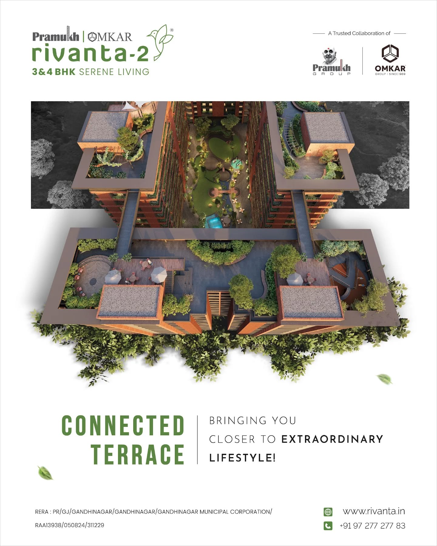 Rivanta,  rivanta2, rivantabypramukhomkar, pramukhomkarrivanta, pramukhomkargroup, pramukhgroupgandhinagar, pramukhgroup, omkargroup, connectedterrace, luxuriousamenities, weekendeveryday, 3bhkapartments, 4bhkapartments, gandhinagar, greenbuilding