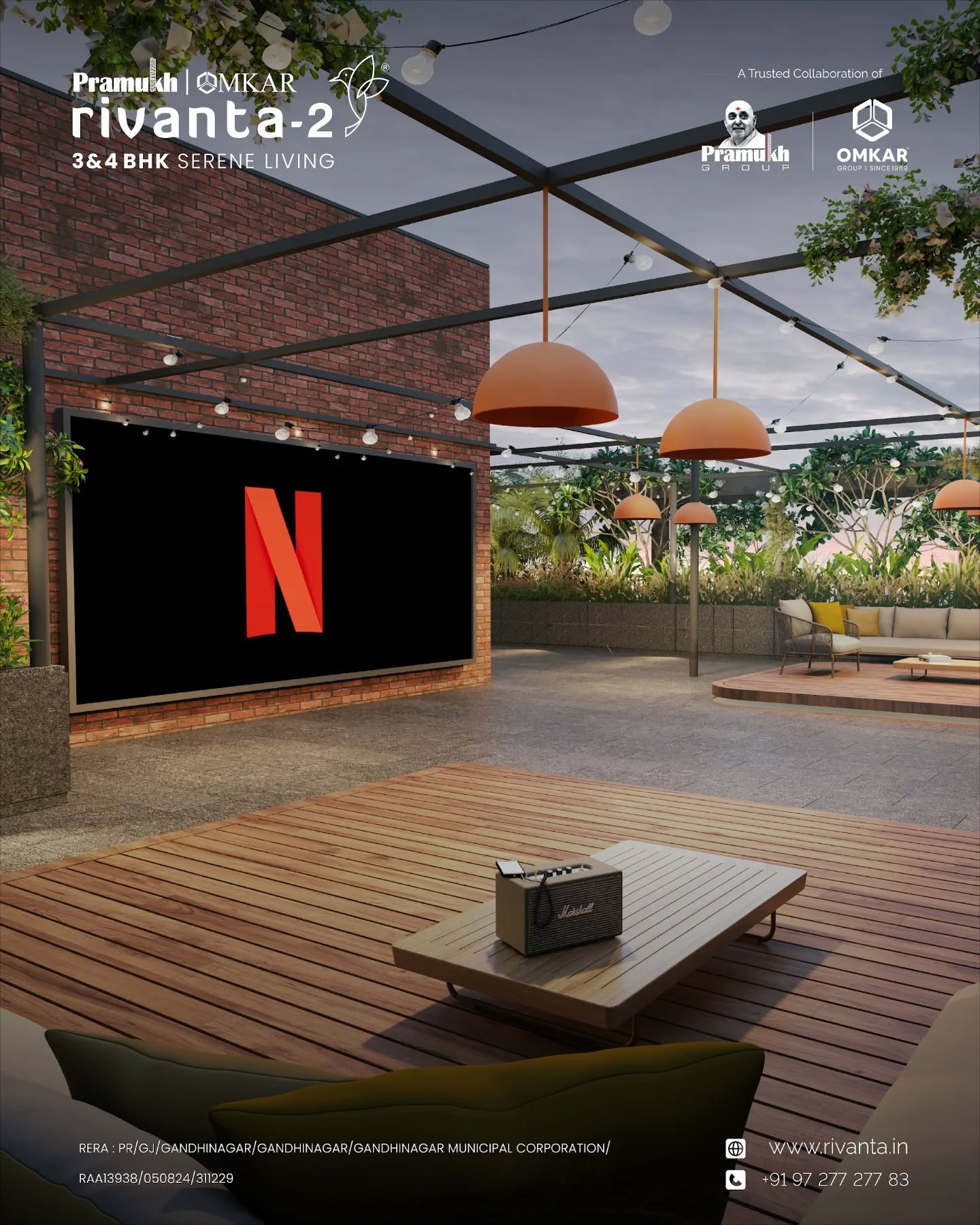 Rivanta,  rivanta2, rivantabypramukhomkar, pramukhomkarrivanta, pramukhomkargroup, pramukhgroupgandhinagar, pramukhgroup, omkargroup, connectedterrace, luxuriousamenities, weekendeveryday, 3bhkapartments, 4bhkapartments, gandhinagar, greenbuilding