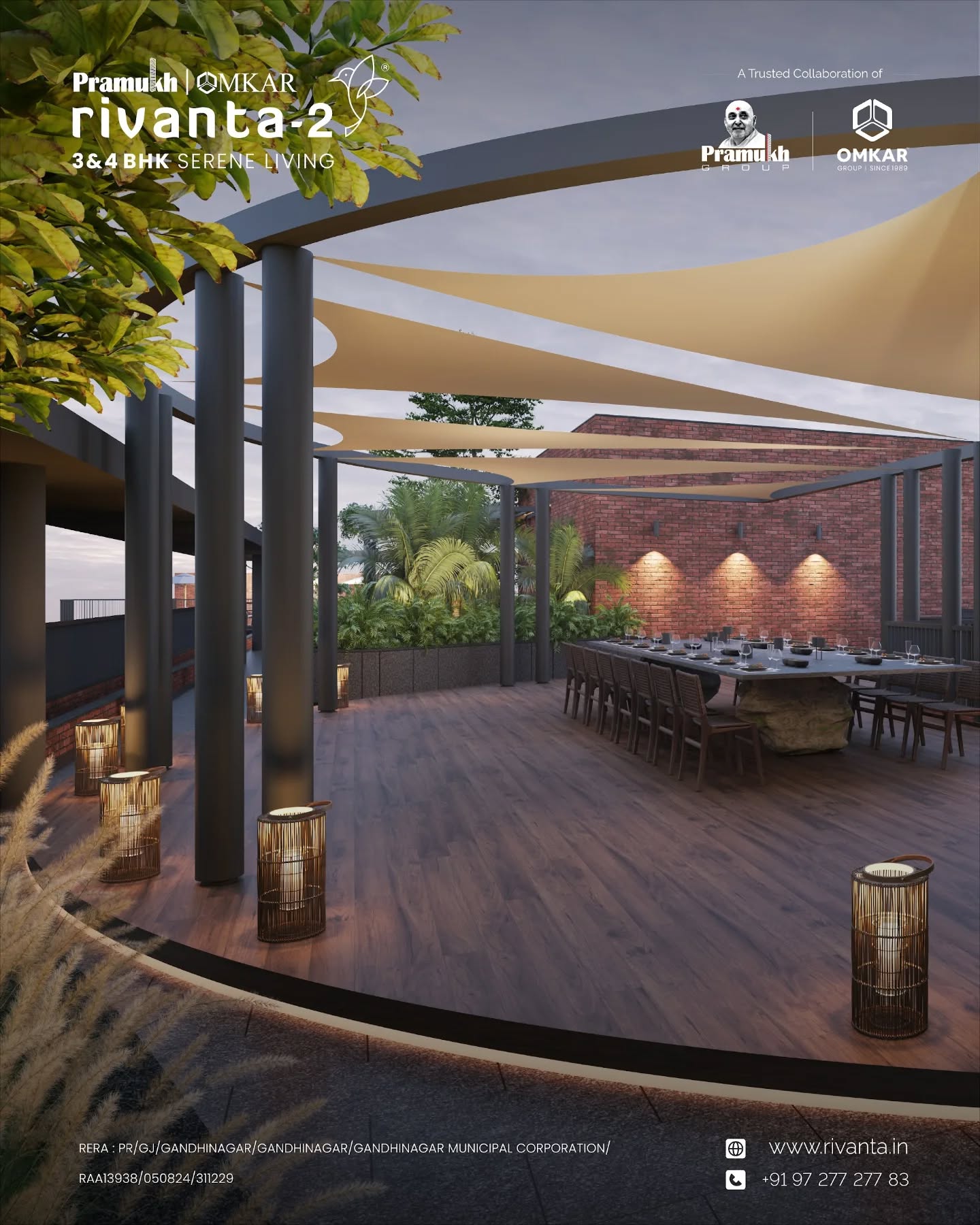 Rivanta,  rivanta2, rivantabypramukhomkar, pramukhomkarrivanta, pramukhomkargroup, pramukhgroupgandhinagar, pramukhgroup, omkargroup, connectedterrace, luxuriousamenities, weekendeveryday, 3bhkapartments, 4bhkapartments, gandhinagar, greenbuilding