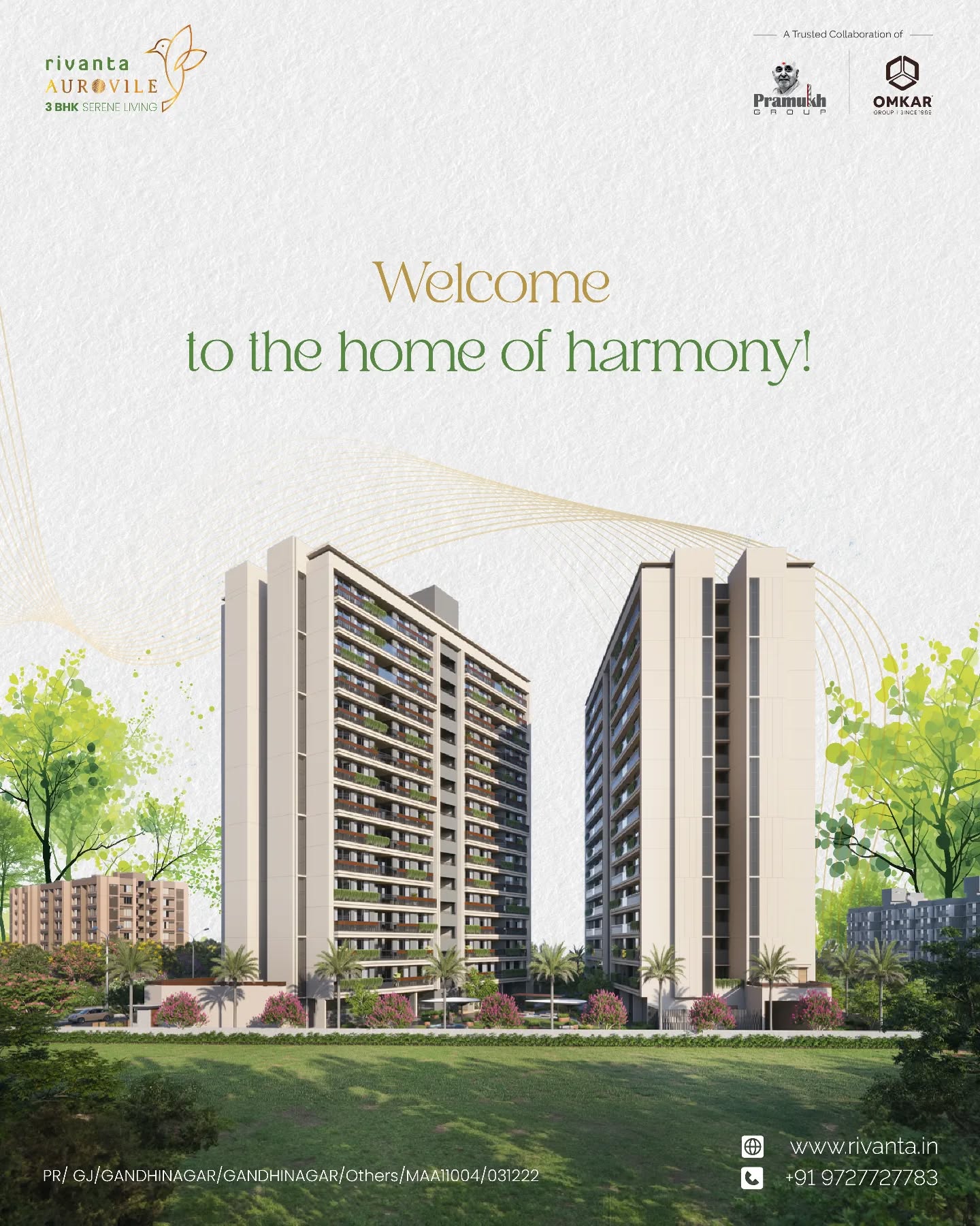 Rivanta,  rivantabypramukhomkar, rivanta, rivantaaurovile, auroville, aurovile, 3bhkapartments, gandhinagar, greengandhinagar, greenbuilding, residentialapartments, karmayogis, peace, omkargroup, pramukhgroup, liveamidstnature, luxuriousapartment