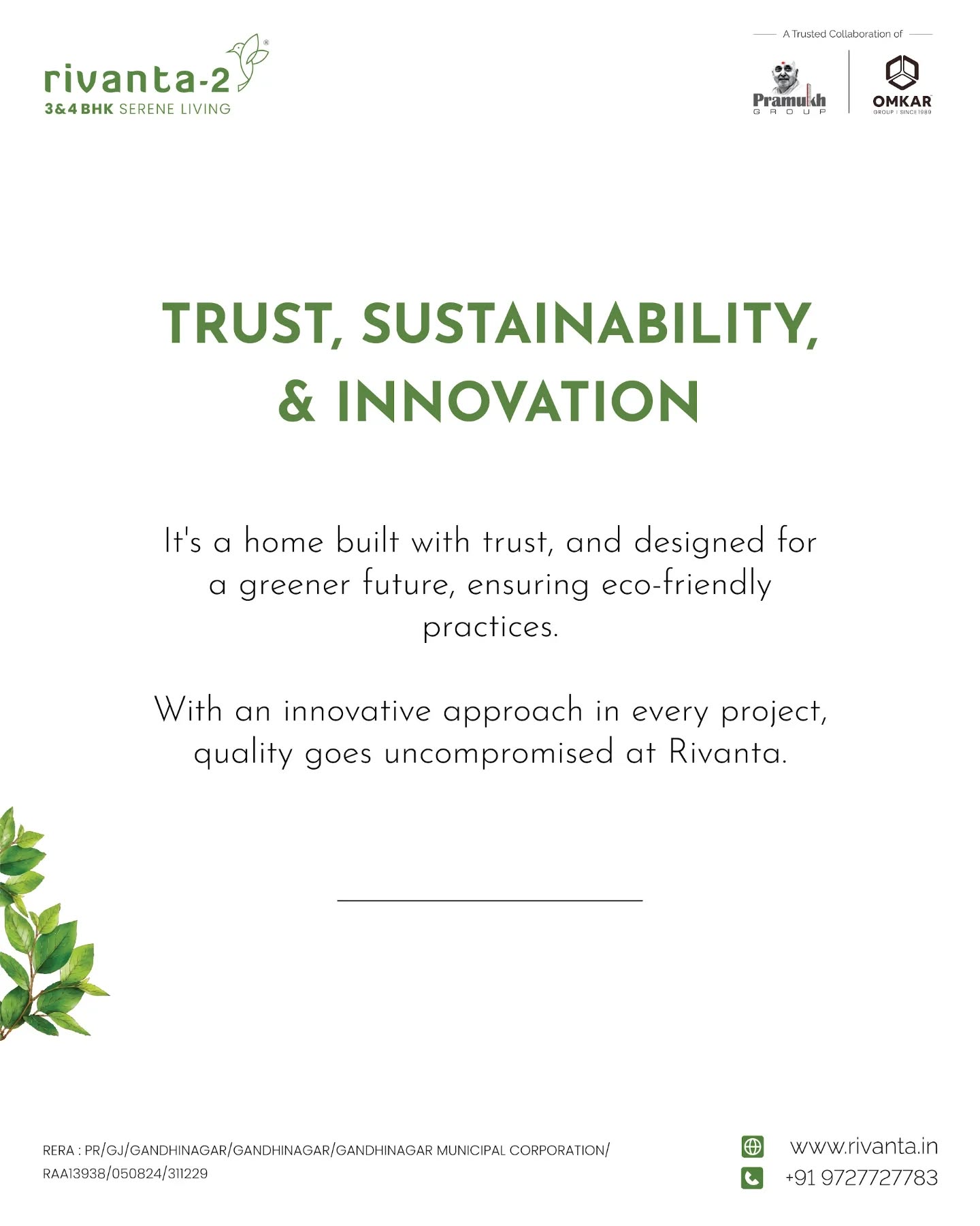 Rivanta,  rivanta2, rivanta, rivantabypramukhomkar, omkargroup, pramukhgroup, pramukhomkarrivanta, weekendeveryday, weekends, luxurious4bhk, luxurious3bhk, trust, innovation, sustainability, sustainableconstruction, qualityliving, luxuriousapartment