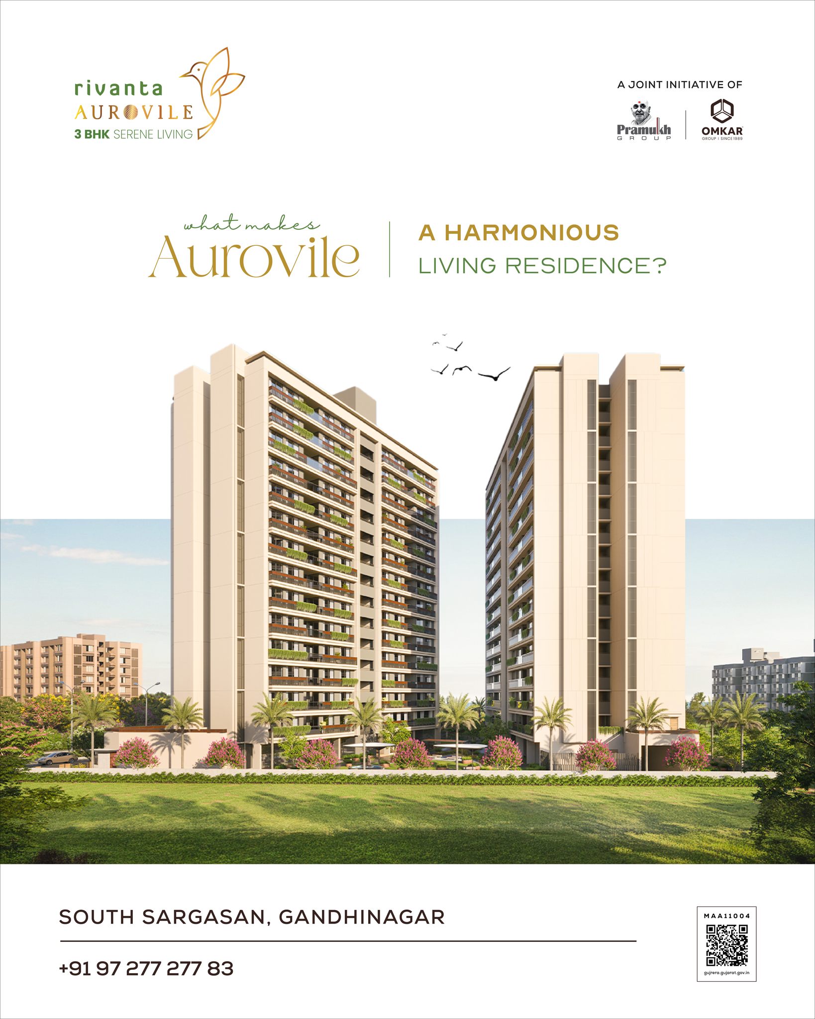 Rivanta,  rivantaaurovile, rivantabypramukhomkar, 3bhkapartments, 3bhk, zenmodeon, ZenMode, auroville, gandhinagar, peace, nature, harmony