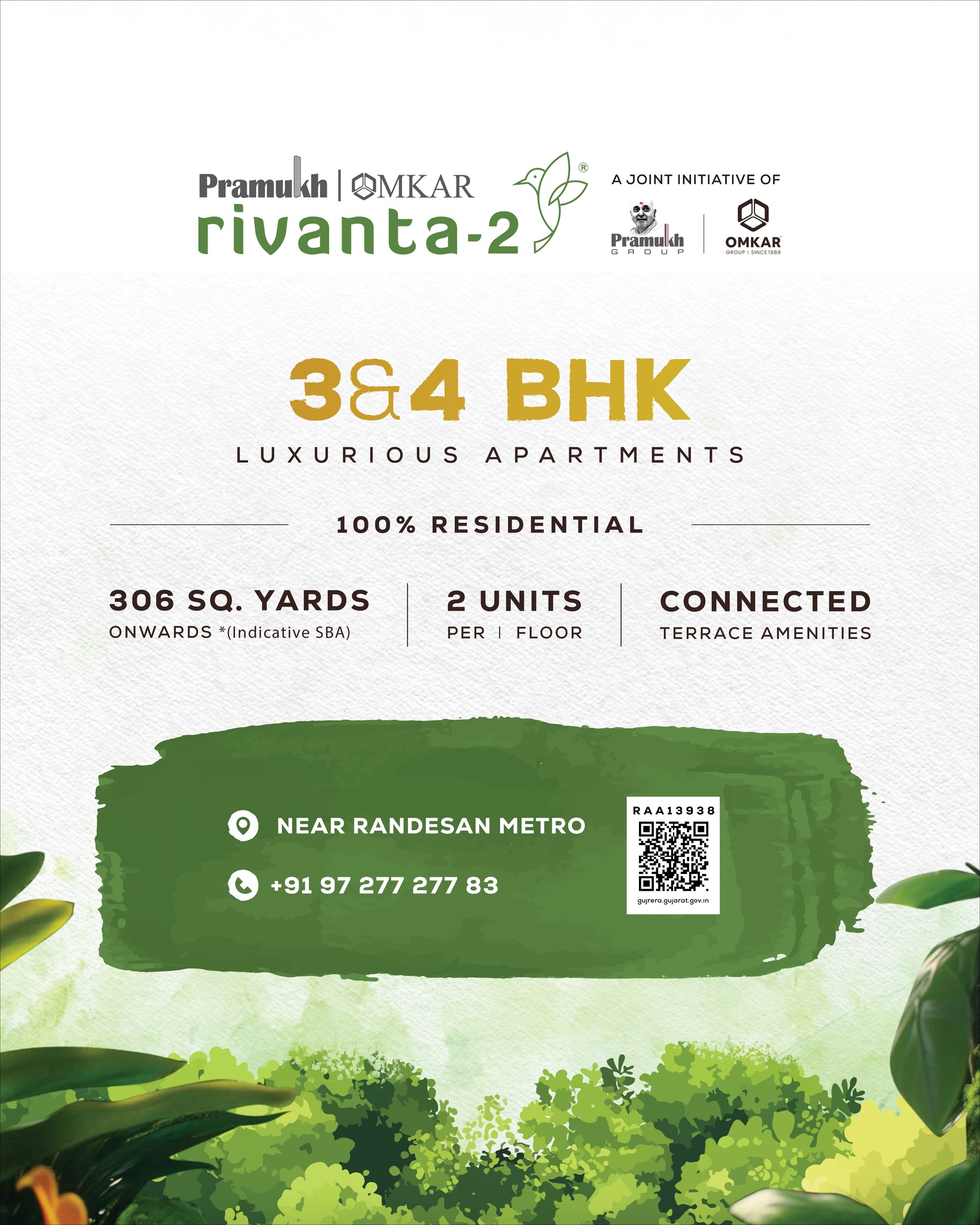 Rivanta,  Rivanta2, LuxuryLiving, ConnectedTerrace, 3BHK, 4BHK, GandhinagarHomes, TriCityLiving, SkyAmenities, RealEstate, NearRandesanMetro, NewLaunch, HomeGoals, rivantabypramukhomkar, livearoundnature