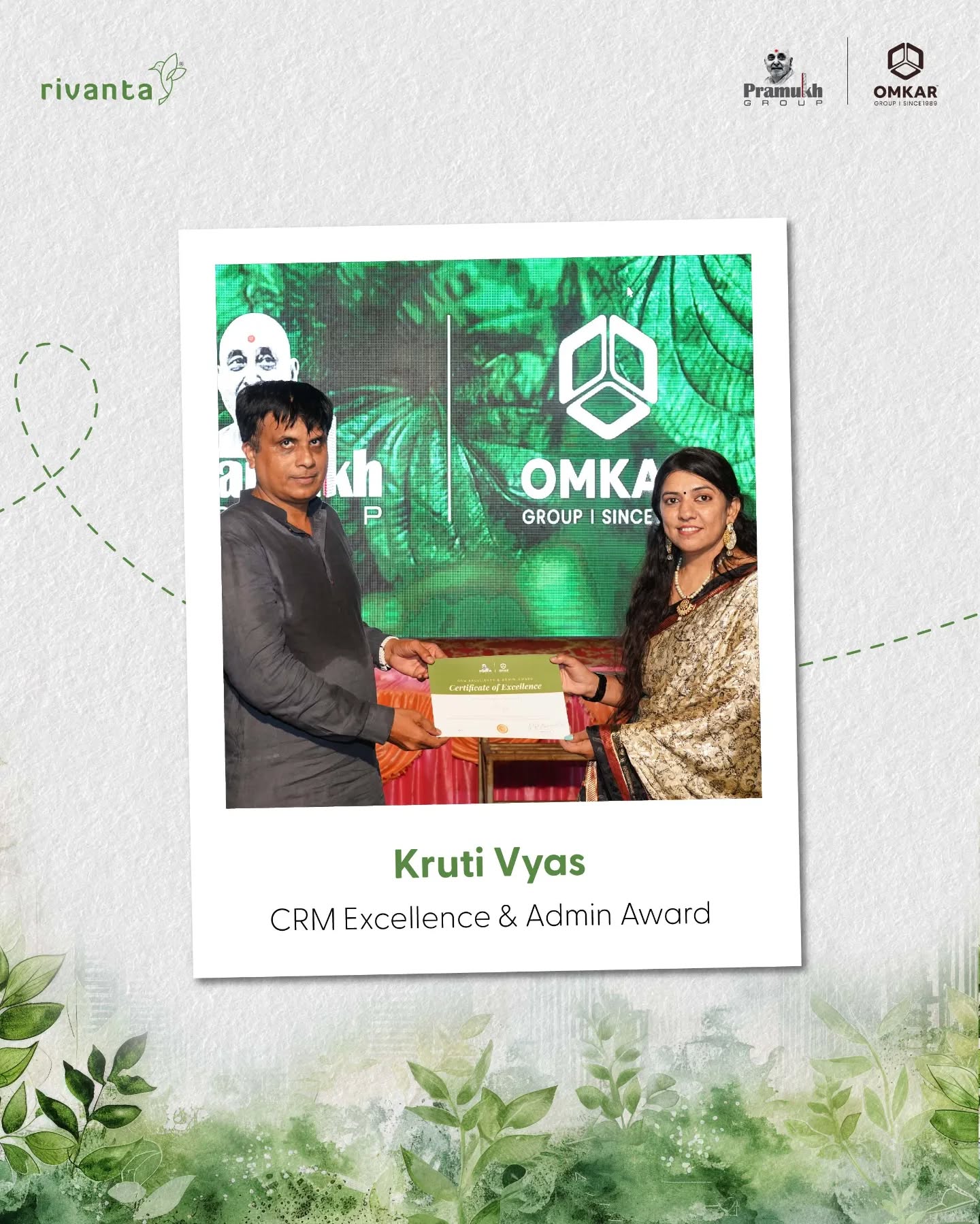 Rivanta,  rivantabypramukhomkar, omkargroup, pramukhgroup, diwali, diwalicelebration, awards, awardceremony, celebration, celebrations, teameffort, team