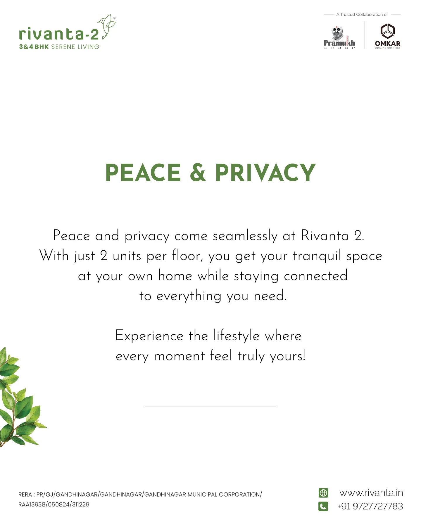 Rivanta,  rivanta2, pramukhomkarrivanta, pramukhomkargroup, pramukhgroupgandhinagar, pramukhgroup, omkargroup, randesan, randesangandhinagar, peace, privacy, tranquility, residentialapartments, 3bhkapartments, 4bhkapartments, greenbuilding