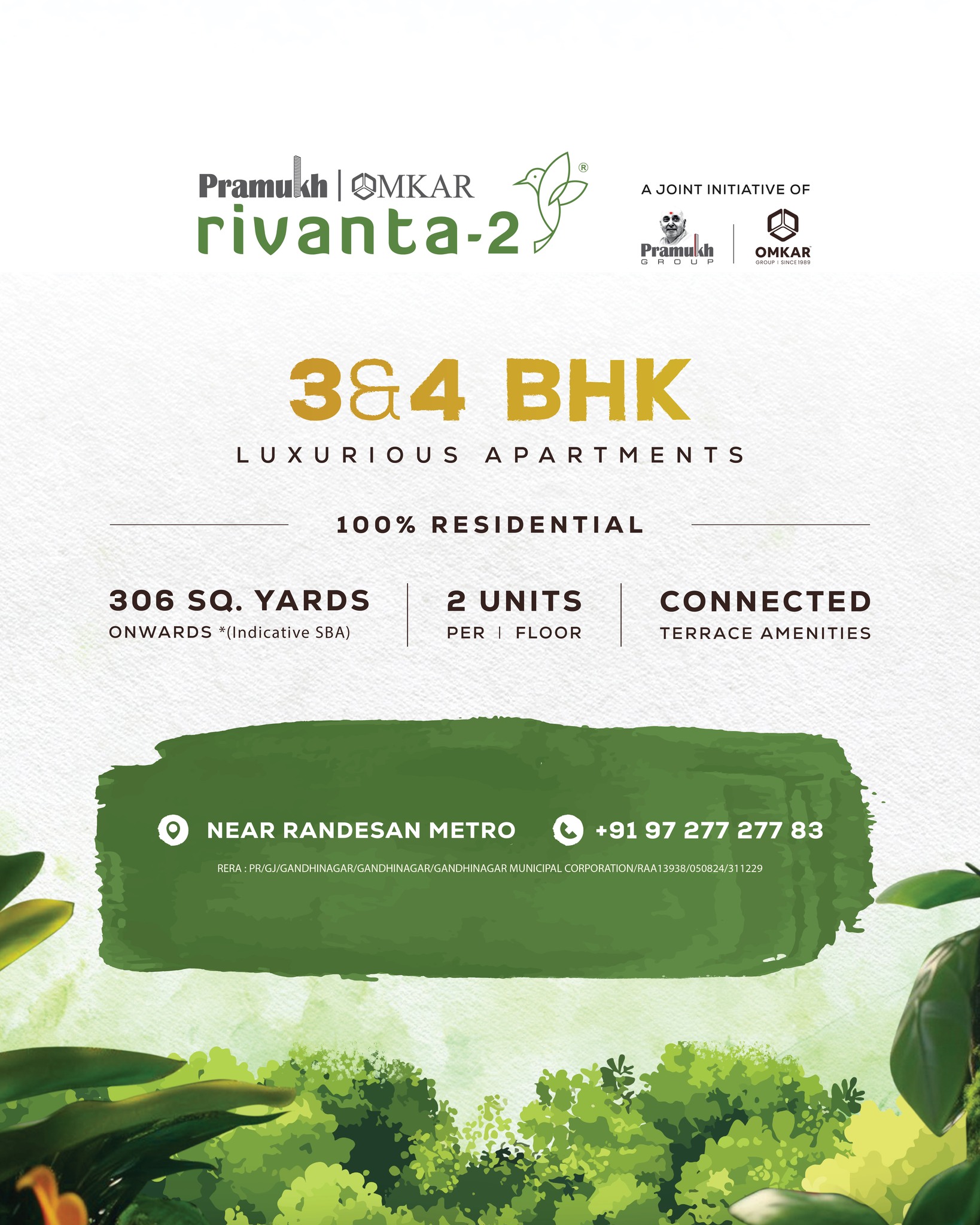 Rivanta,  Rivanta2, LuxuryLiving, ConnectedTerrace, 3BHK, 4BHK, GandhinagarHomes, TriCityLiving, SkyAmenities, RealEstate, NearRandesanMetro, NewLaunch, HomeGoals, rivantabypramukhomkar, livearoundnature